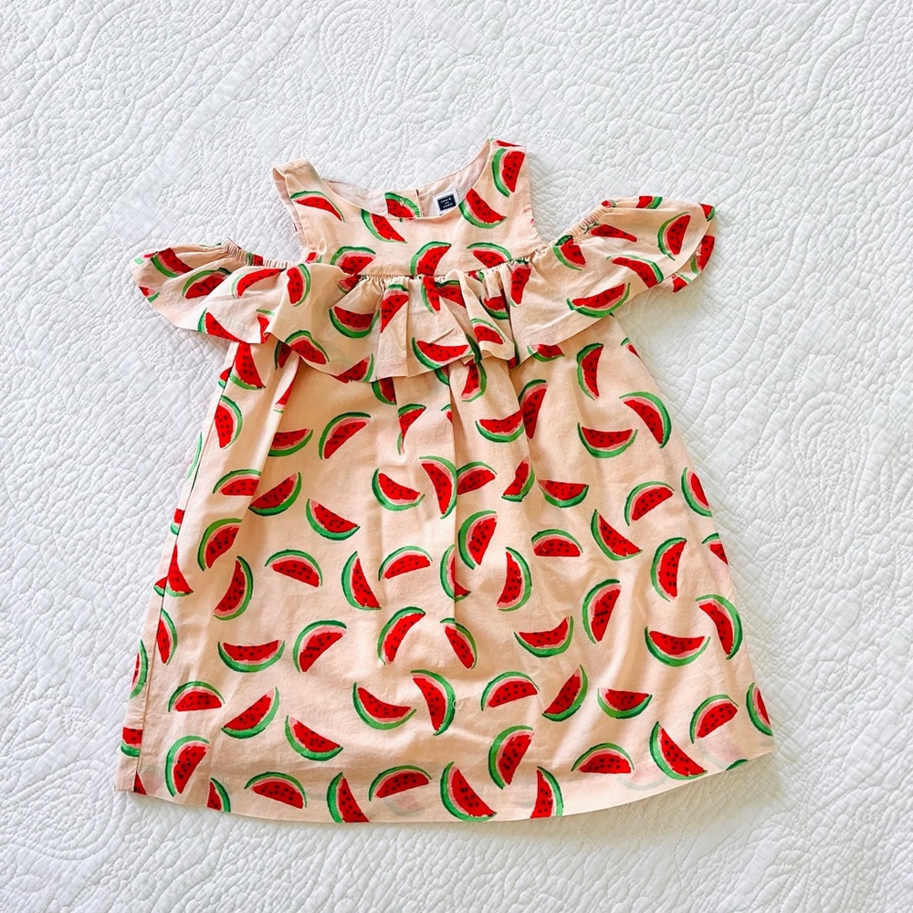 Janie and Jack watermelon summer dress ruffle cold shoulder size 2t